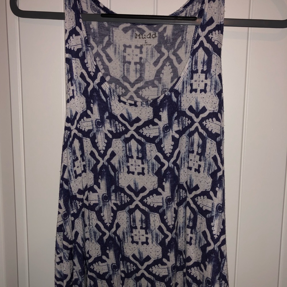 Navy and White Patterned Tank